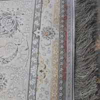 فرش ۶متری۱۲۰۰شانه یاقوت نقره ای۳۶۰۰تراکم گل برجسته|فرش|مشکیندشت, |دیوار