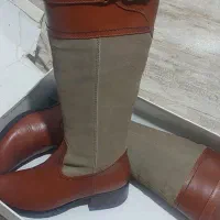 بوت بلند چرم طبیعی اصل پاشنه چوبی خارجی