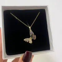 گردنبند باپلاک پروانه بسیار زیبا(نو)رنگثابت
