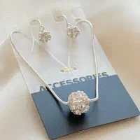 نیمست زنجیری توپی نگینی نقره ای|بدلیجات|خرم‌آباد, |دیوار