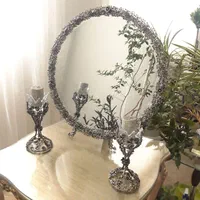 آینه شمعدان برنج خالص گلریزباآبکاری نقره کاردست ۶م
