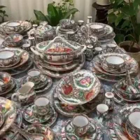 سرویس چینی۱۲نفرگل مرغی کلکسیونی تمام نقاشی غذاخوری