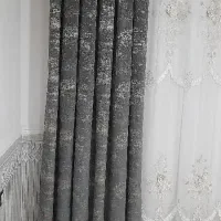 دوتا شال پرده طلا کوب طوسی هر دوتا ۳نیم جنس خوب|پرده، رانر، رومیزی|نورآباد, |دیوار