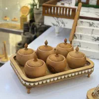 قندان دست‌ساز چوب گردو هوم گیفت