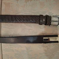 دو عدد کمربند نوین چرم مشهد سایز بزرگ در حد نو