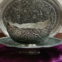 سه تیکه مسی قلمزنی نقره نما