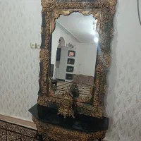 آینه کنسول سلطنتی با شمعدان و ساعت