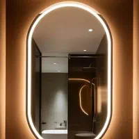 آینه قدی، دیواری دفرمه آینه با نورپردازی سندبلاست|آینه|ازنا, |دیوار