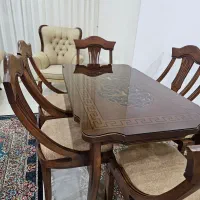 میز و صندلی ناهارخوری ۶ نفره چوب گردو محکم و زیبا|میز و صندلی غذاخوری|مشهد, میعاد (شهرک غرب)|دیوار