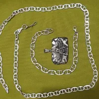 ست گردنبند و دستبند و پلاک نقره