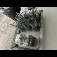 ست کامل قندان و استکان همه سیلور