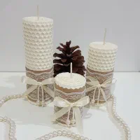 ست سه عددی شمع استوانه موم عسل