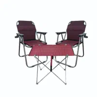 صندلی و میز مسافرتی تاشو پلاس و میز چوبی و ترمو