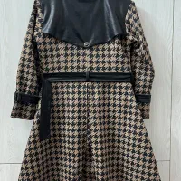 پالتو نسکافه ای ترکیب با چرم سایز ۳۶-۳۸ نو|لباس|قم, جمکران|دیوار