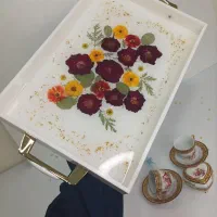 سینی تمام رزین لبه دار باغ گل|ظروف سرو و پذیرایی|رفسنجان, |دیوار