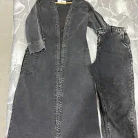 مانتو زغال سنگی شیک با شلوار