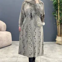 مانتو کفتان مخمل رنگ نقره ای سایز فری نو