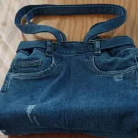 کیف هنری دوخته شده با شلوار لی نو