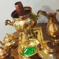 سماور برنجی مهر دار قدیمی|سماور، چای‌ساز، قهوه‌ساز|قدس, شهر‌قدس|دیوار