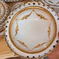 پیش دستی میوه خوری پیاله پذیرایی چینی طلاکوب قاشق