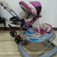 کالسکه و روروئک کودک بسیار تمیز