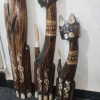 3عددگربه چوبی|مجسمه، تندیس، ماکت|بندر ماهشهر, |دیوار