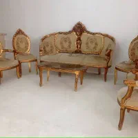 مبل سلطنتی نه نفره چوب گردووسینکه ظرفشویی دولگن|مبلمان خانگی و میز عسلی|میانه, |دیوار