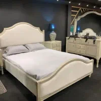 مبل کویین فرانسه تخت فرانسه جهیزیه کامل چوبی|مبلمان خانگی و میز عسلی|اردبیل, |دیوار