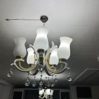 لوستر سفید طلایی پنج شاخه دو عدد