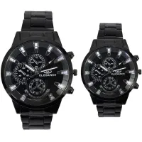 ست ساعت مردانه و زنانه مشکی ELEGANCE صفحه مشکی