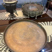 عتیقه سماور ذغالی و مجمع مسی بزرگ با منقل