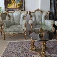 ست کامل مبل سلطنتی استیل لاکچری ورق طلا