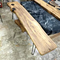 میز تلویزیون روستیک چوب چنار و فلز