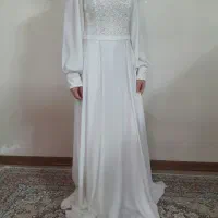 پیراهن سفید مجلسی همراه شال توربان