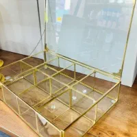 تیبگ شیشه ای برنجی ۸ تیکه