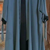 مانتو همراه با زیرسارافانی مشکی بلند دوتیکه