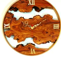 ساعت دیواری روستیک فریم طلایی قطر ۶۰