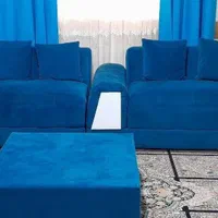 مبل ۸نفره پارچه تعویض شده.همراه تخت و ۲عدد پاف|مبلمان خانگی و میز عسلی|فاضل آباد, |دیوار