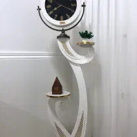 ساعت دیواری ایستاده کلاسیک چوبی سفید