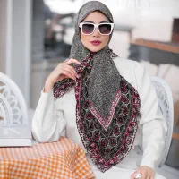 روسری دستدوز چاپخیس طرح اسلیمی|لباس|آستانه اشرفیه, |دیوار