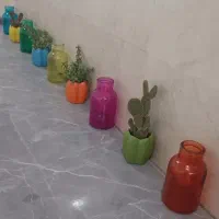 بطری شیشه ای و گلدان فانتزی