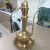 آفتابه و لگن برنز کار شده نیم متری