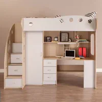 تخت دوطبقه میز تحریر و کمد دار مدل NAFISE