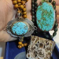 حراج۲سنگ فیروزه نیشابور۶سانت قابنقره.۱شجر.۲جاجواهر|کلکسیون اشیاء عتیقه|نکا, |دیوار