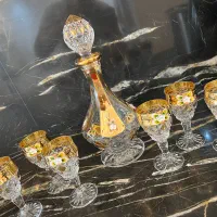 تنگ و گیلاس جام، میوه خوری کریستال چک طلاکوب