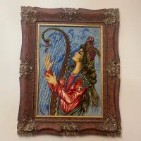 تابلو گلدوزی دست‌دوز با قاب چوبی سلطنتی