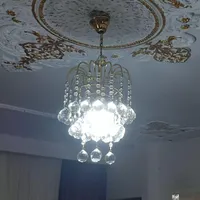 لوستر برنجی و کریستال|لوستر و چراغ آویز|فردیس, |دیوار