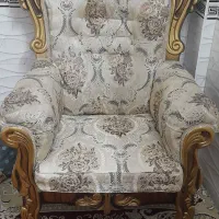 مبل استیل ۷نفره رنگ کرمی چوب طلایی|مبلمان خانگی و میز عسلی|ری, دولت‌آباد|دیوار