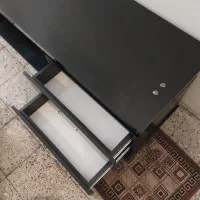 میز TV مشکی ترکیب چوب و شیشه