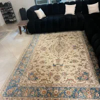 دو تخته فرش ماشینی طرح ابریشم آبی (۶متری)